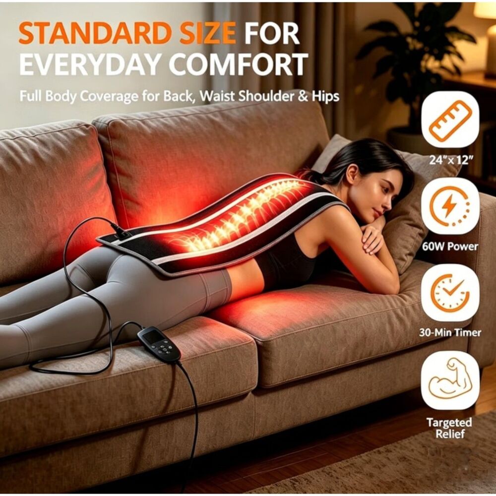 NEW Wearable Red Light Therapy Mat 275 Infrared LEDs 660nm & 850nm 24" x 12" - Picture 3 of 5